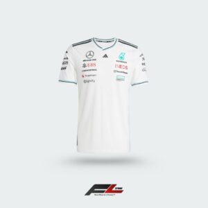 Adidas x Mercedes-AMG Petronas F1 Team – Camiseta Blanca Cuello con Ribete de Contraste 2025